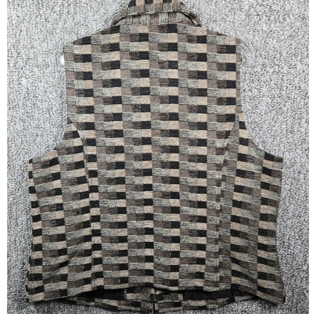 CJ Banks Vest Tan Brown Black Checkered Sleeveless - Womens 1X - Picture 6 of 6